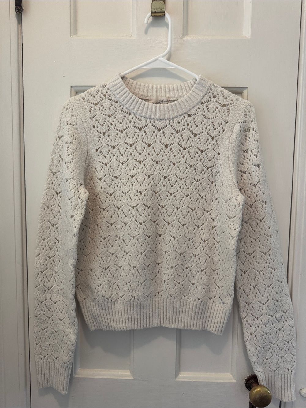 Universal Thread Cream Pointelle Crew Neck Sweater